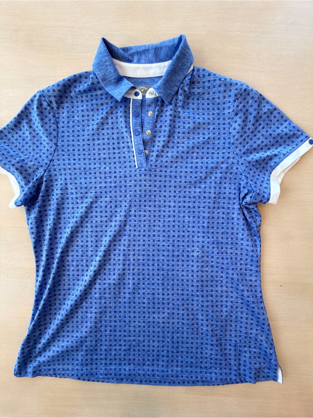 Callaway Blue Polo with White Trim and Subtle Pattern - Large